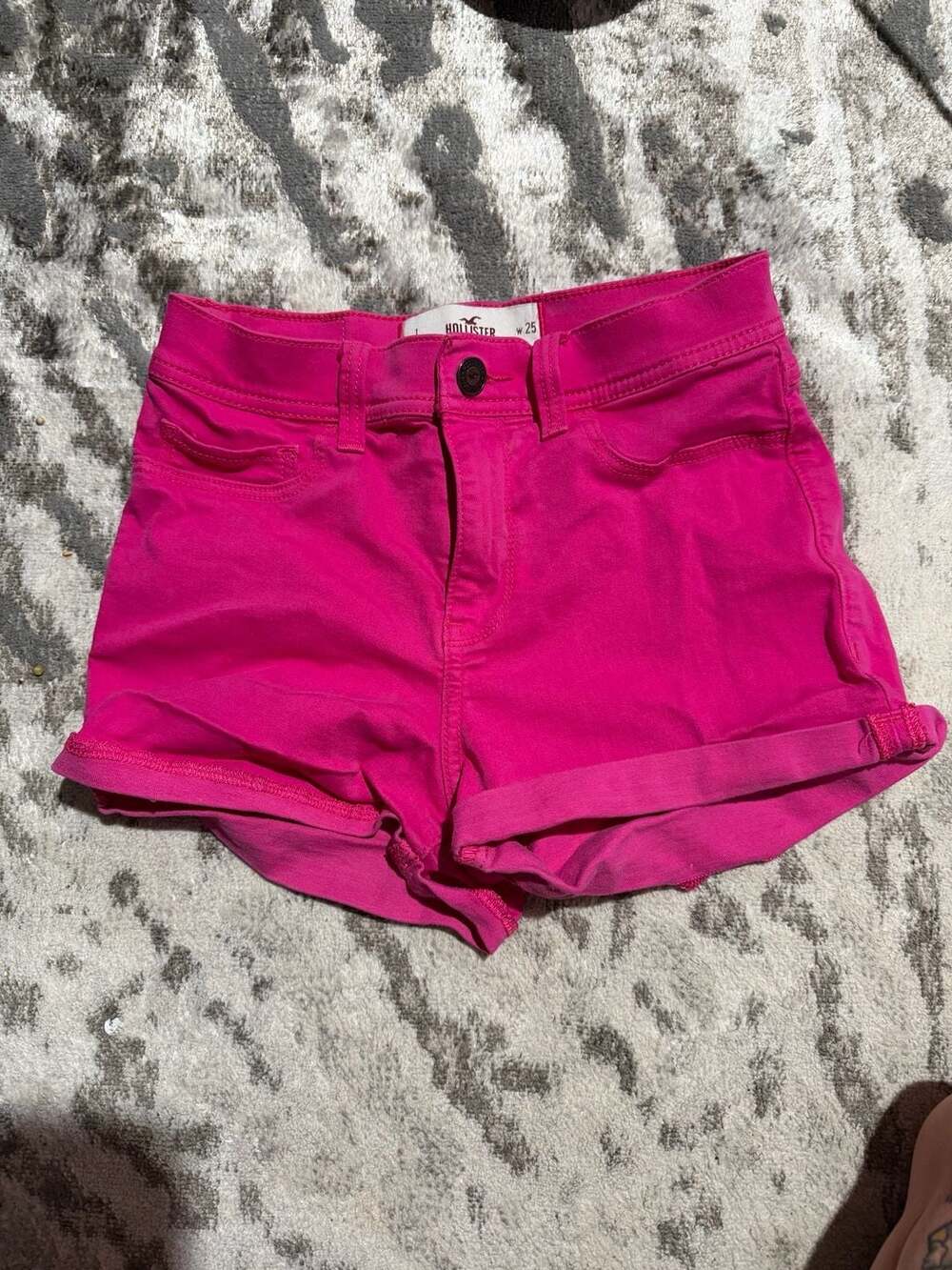 Hollister Denim Cuffed Shorts Size 1 W25 Hot Pink